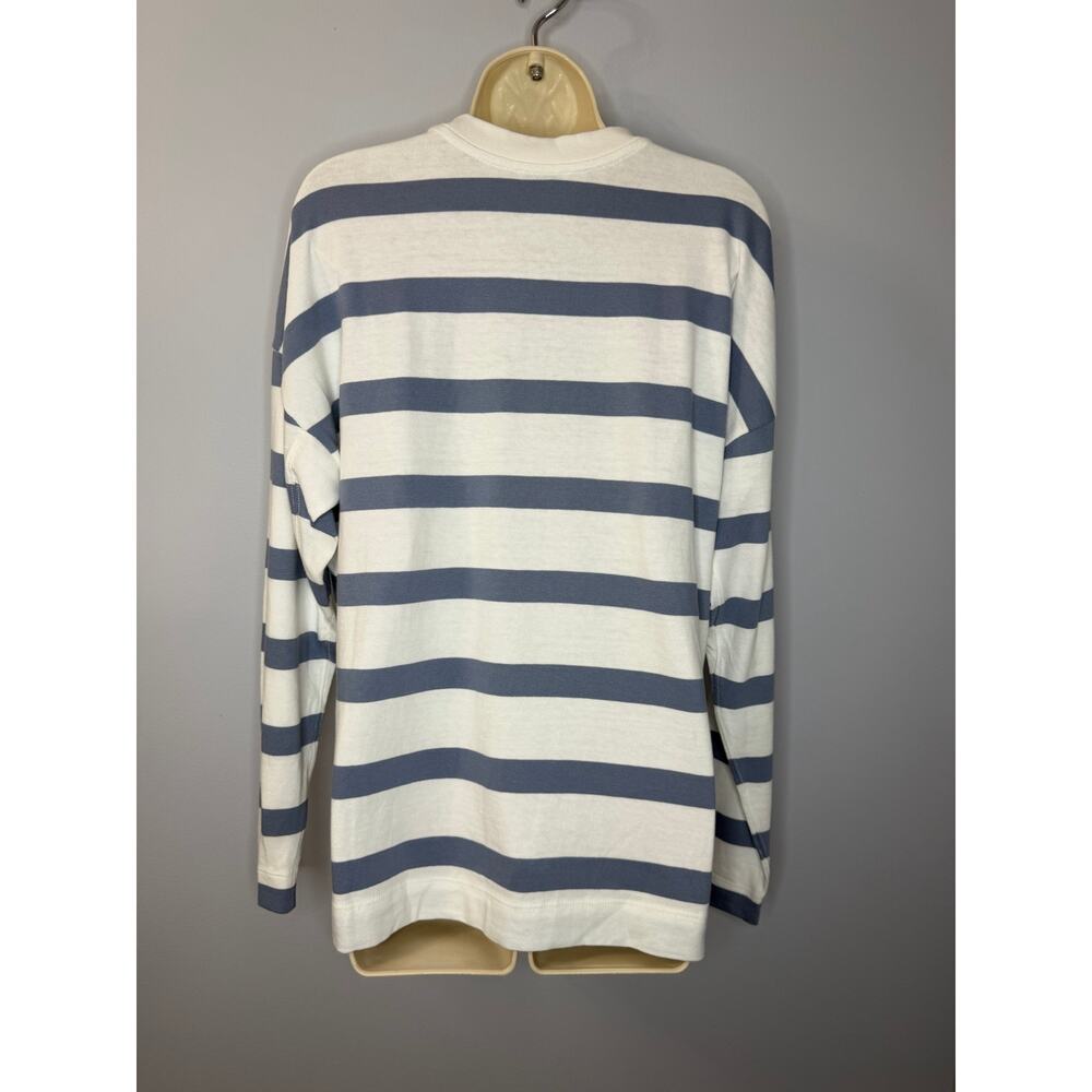 AYR The Early Mornings T-Shirt Long Sleeve Overcast Blue Striped Cotton Sz S - Picture 9 of 10